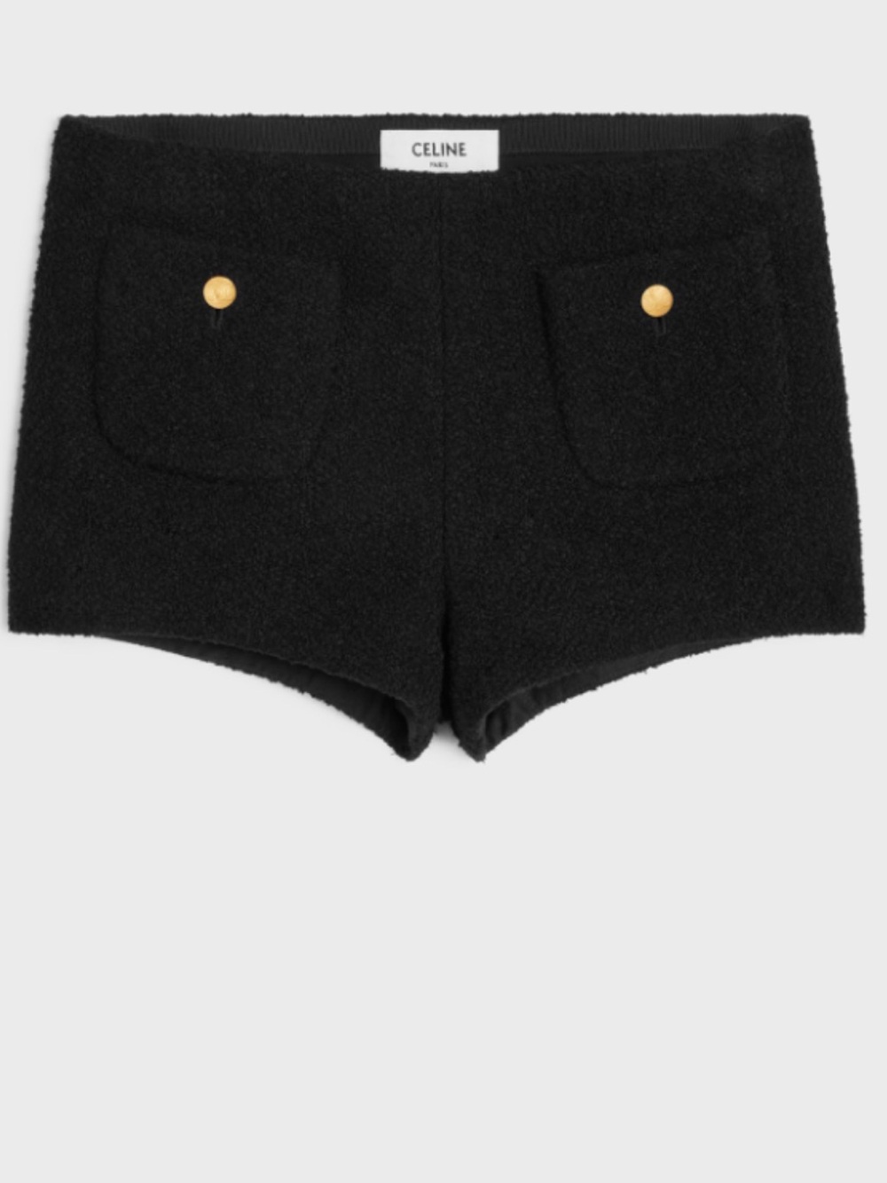 Black Bouclé Pocket Shorts